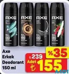 AXE ERKEK DEODORANT 150 ML fiyat ve kampanya bilgisi